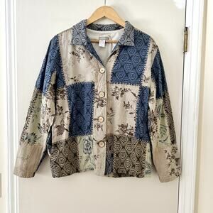 Coldwater Creek Floral Patchwork Cotton Jacket Sz M
